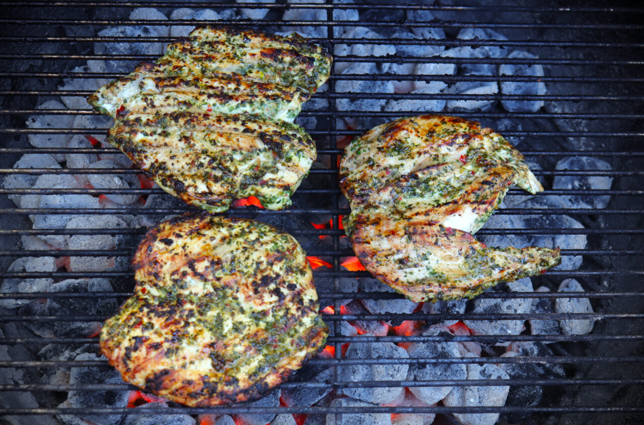 Flavorful grilled chicken breasts marinated in chimichurri sauce.