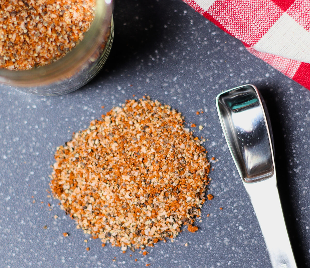 A mix of flavorful seasonings combined to make a rib dry rub.